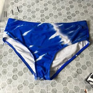 Xhilaration Sz 14W Blue White Tye Dye High Rise Bikini Swimsuit Bottoms